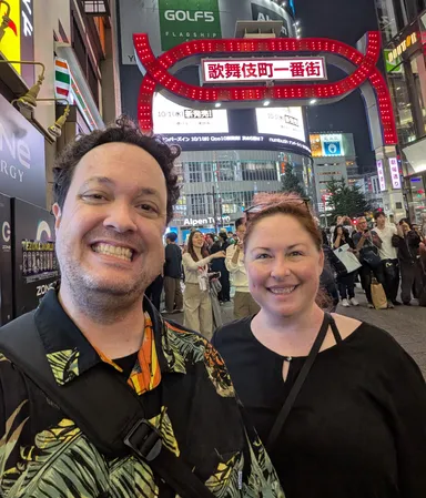Levi & Anna in front of Kabukicho gate