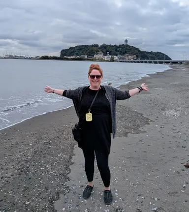 Anna on the beach near Enoshima