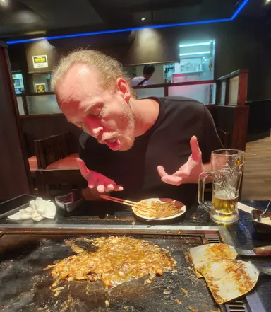 James barfing the monjayaki