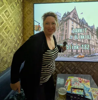 Anna singing karaoke