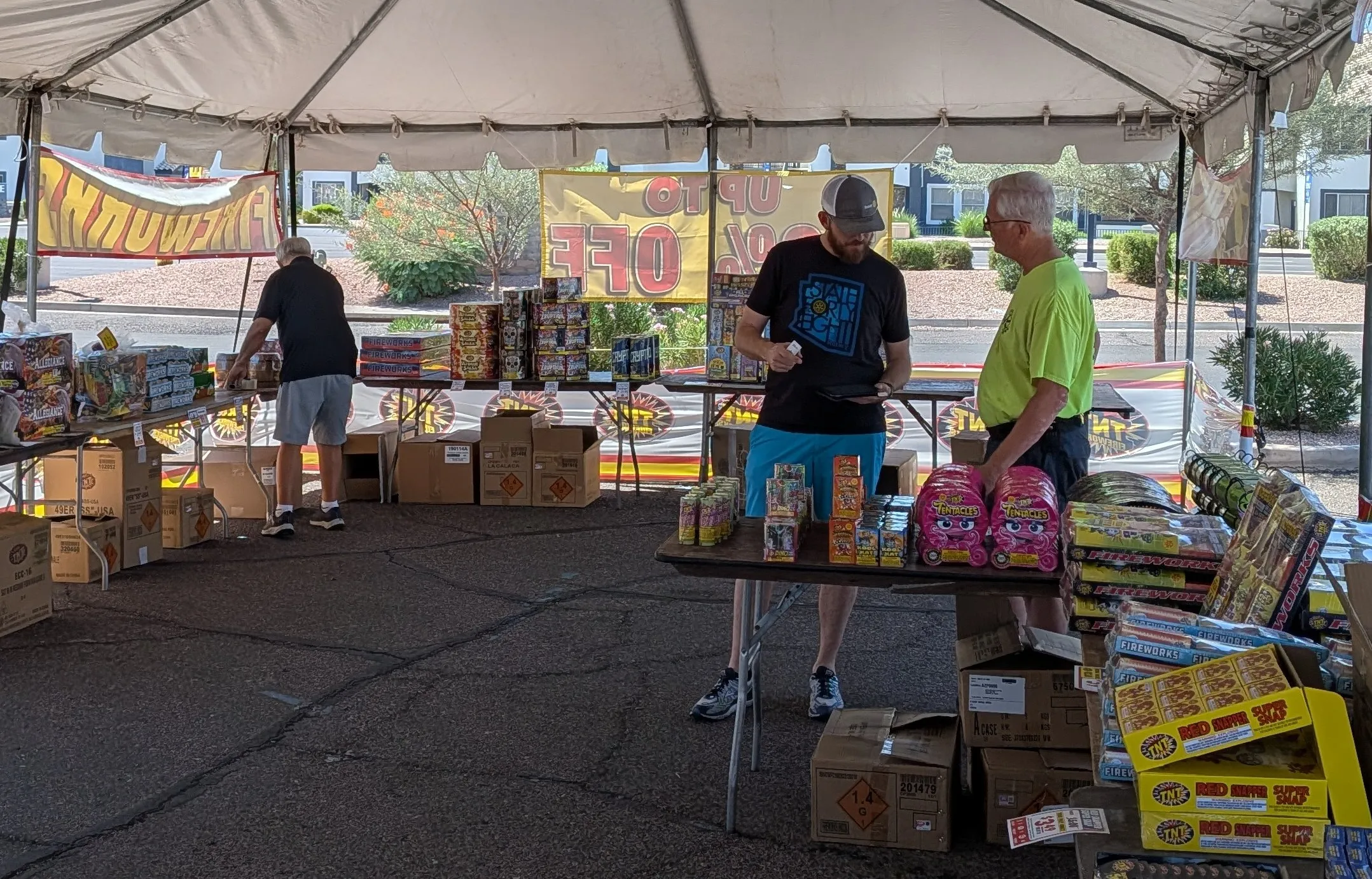 Setting up the fireworks