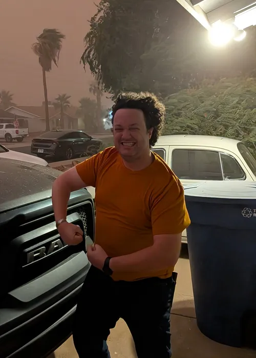 Levi goofing off in the dust storm.