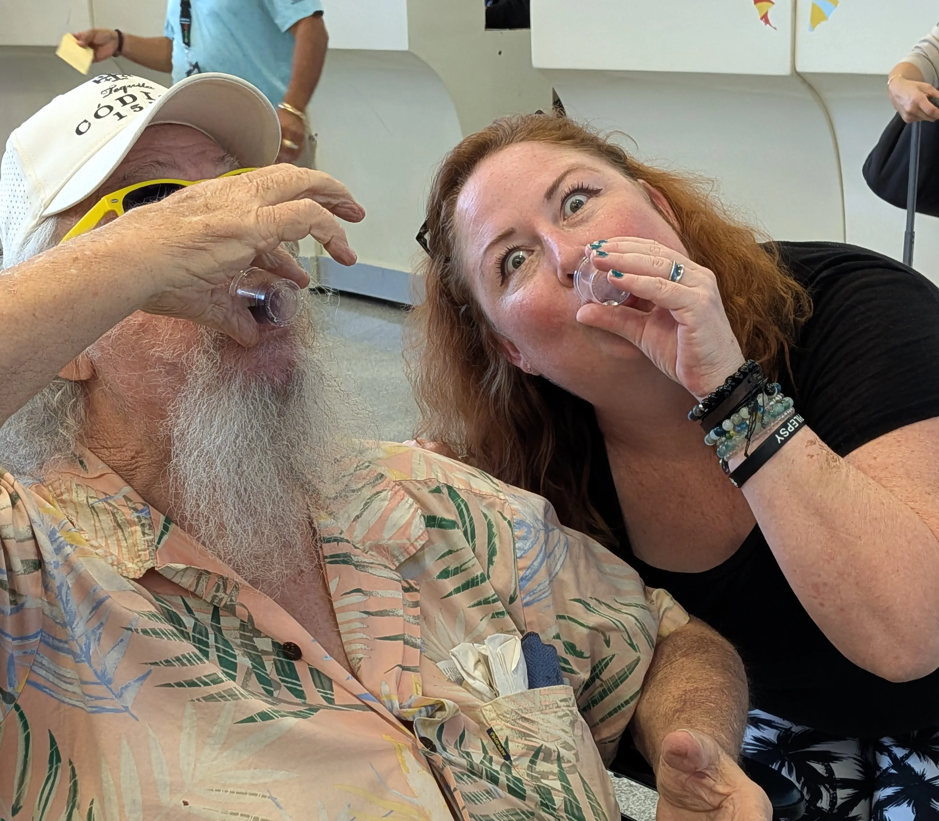 Anna and Paul doing welcome shots at the airport!