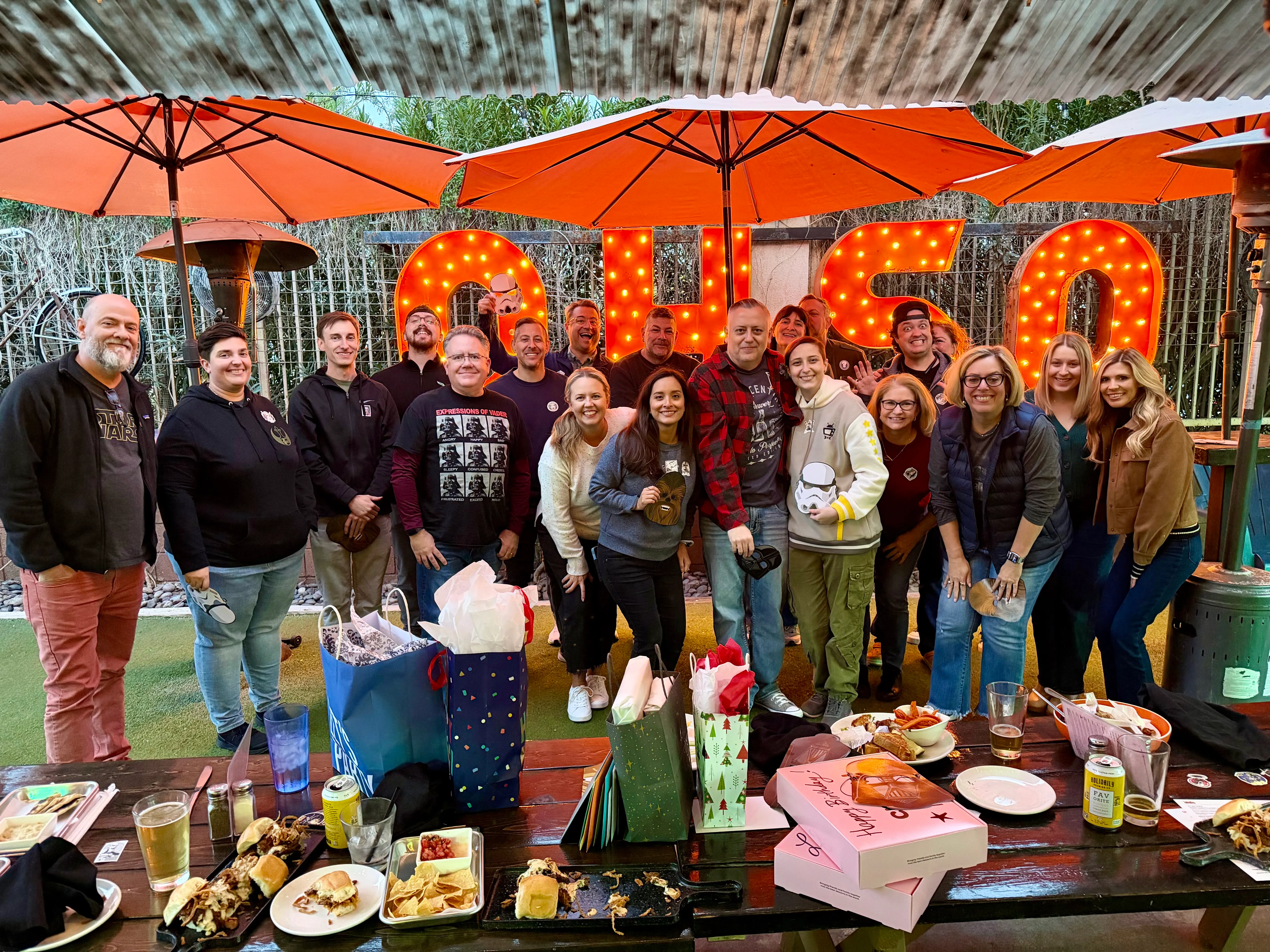 Group picture without masks