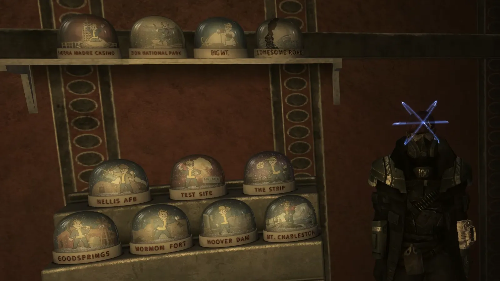Got all the snowglobes, including the DLC. FNV Courier @ Lucky 38 Presidential Suite with all snowglobes.